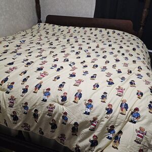 Ralph Lauren Teddy King Comforter Polo Bear Yellow Stripe NEW Vintage